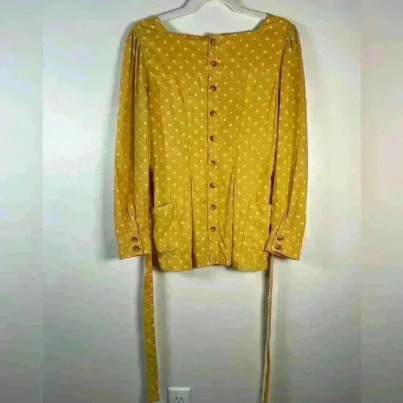 Maeve | Anthropologie Moana Linen Blend Button  Back Belted Blouse Size 2 - Picture 6 of 13